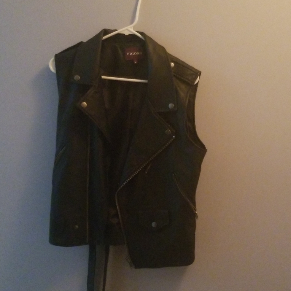 Faux leather vest